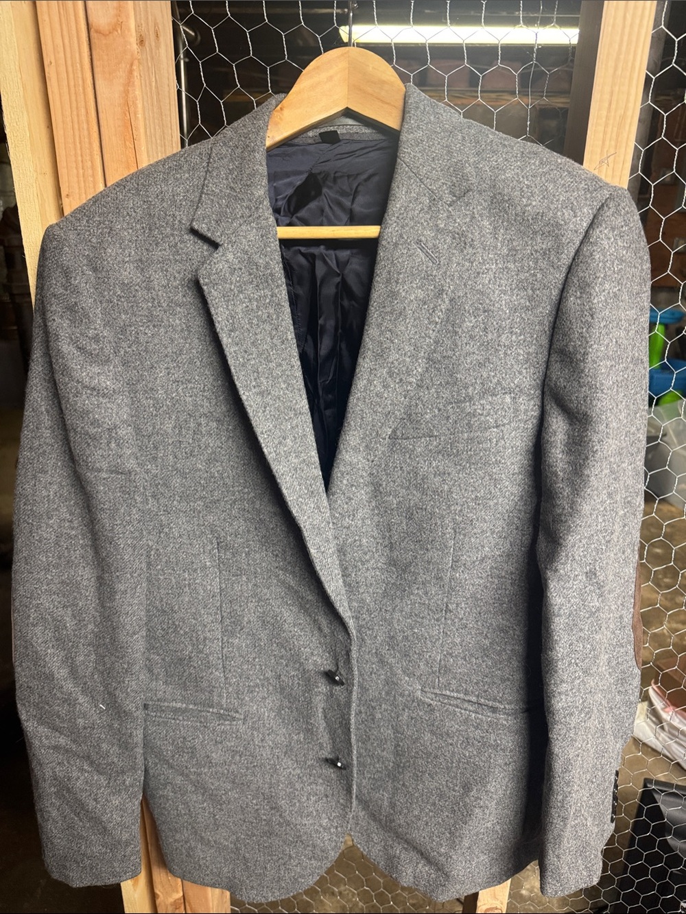 J. Crew Gray Herringbone Wool Blazer